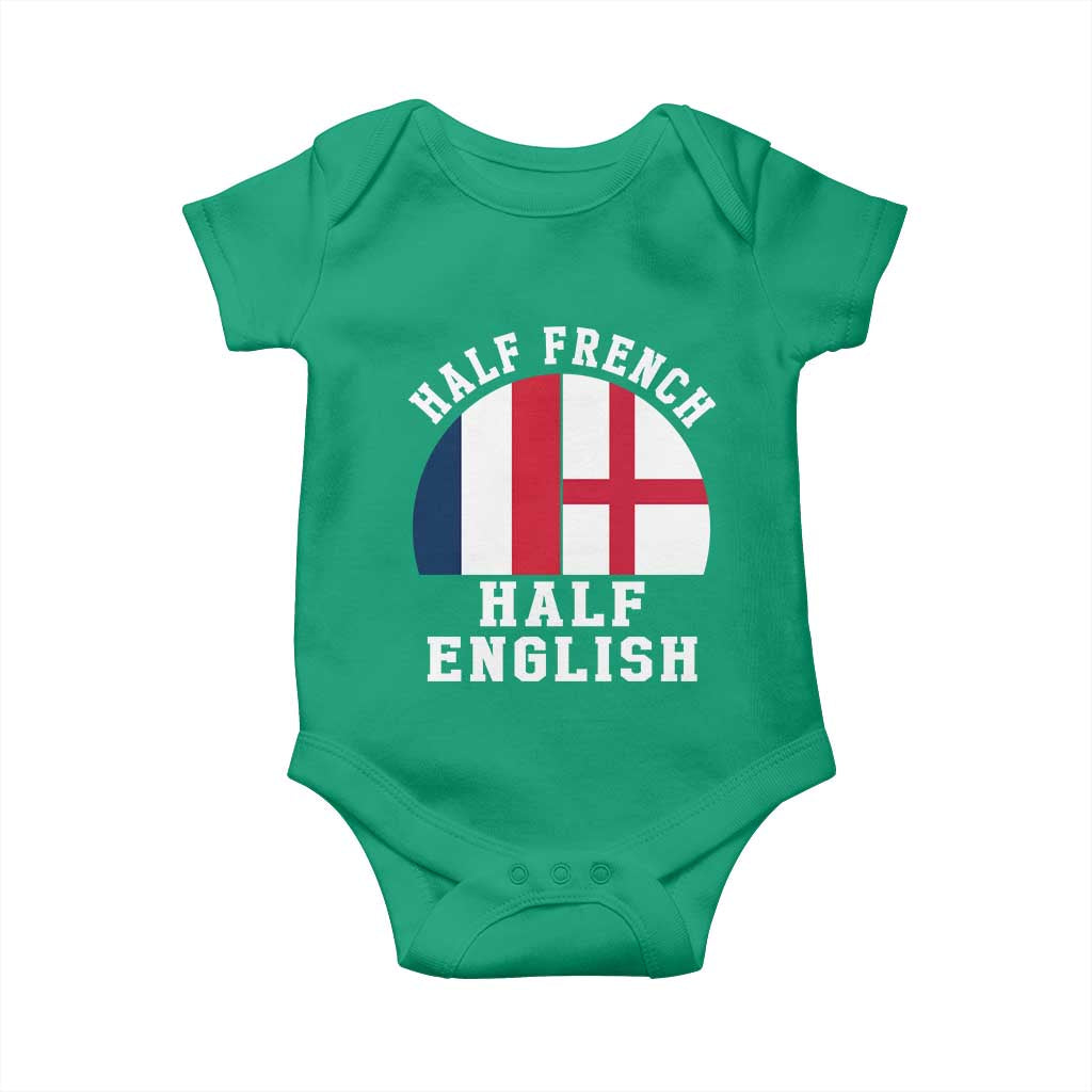 Half French Half English Split Flag Graphic Baby Onesie Patriotic Anglo England France Dual Heritage DNA Ancestry