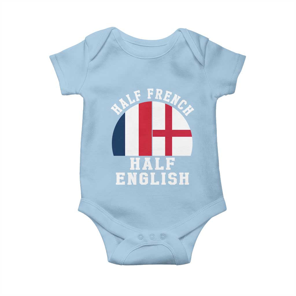 Half French Half English Split Flag Graphic Baby Onesie Patriotic Anglo England France Dual Heritage DNA Ancestry