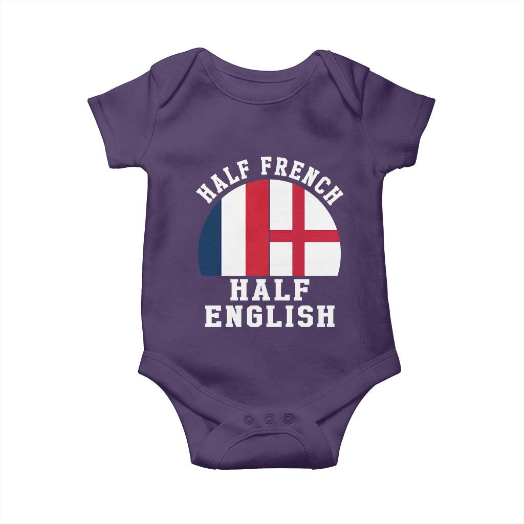 Half French Half English Split Flag Graphic Baby Onesie Patriotic Anglo England France Dual Heritage DNA Ancestry