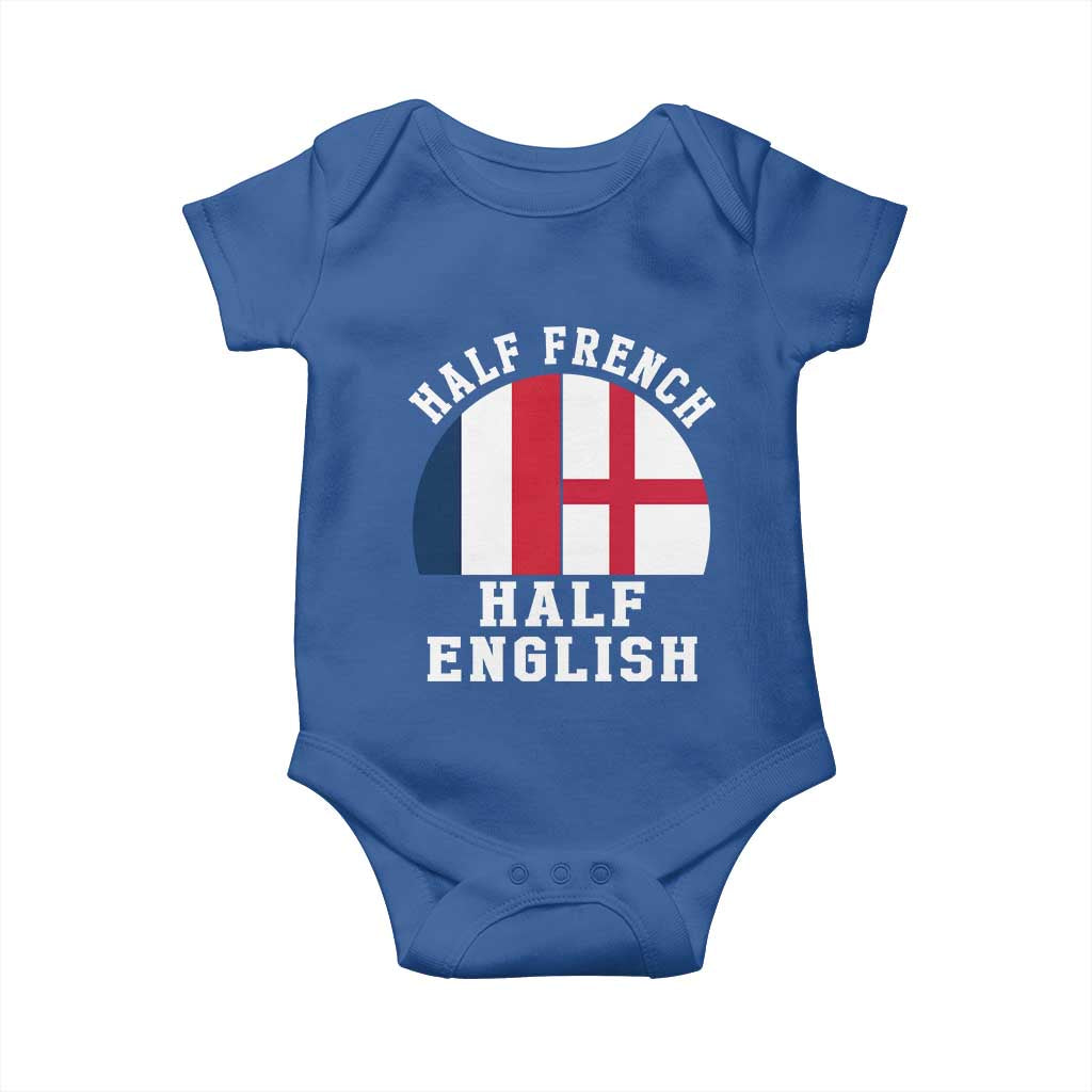 Half French Half English Split Flag Graphic Baby Onesie Patriotic Anglo England France Dual Heritage DNA Ancestry