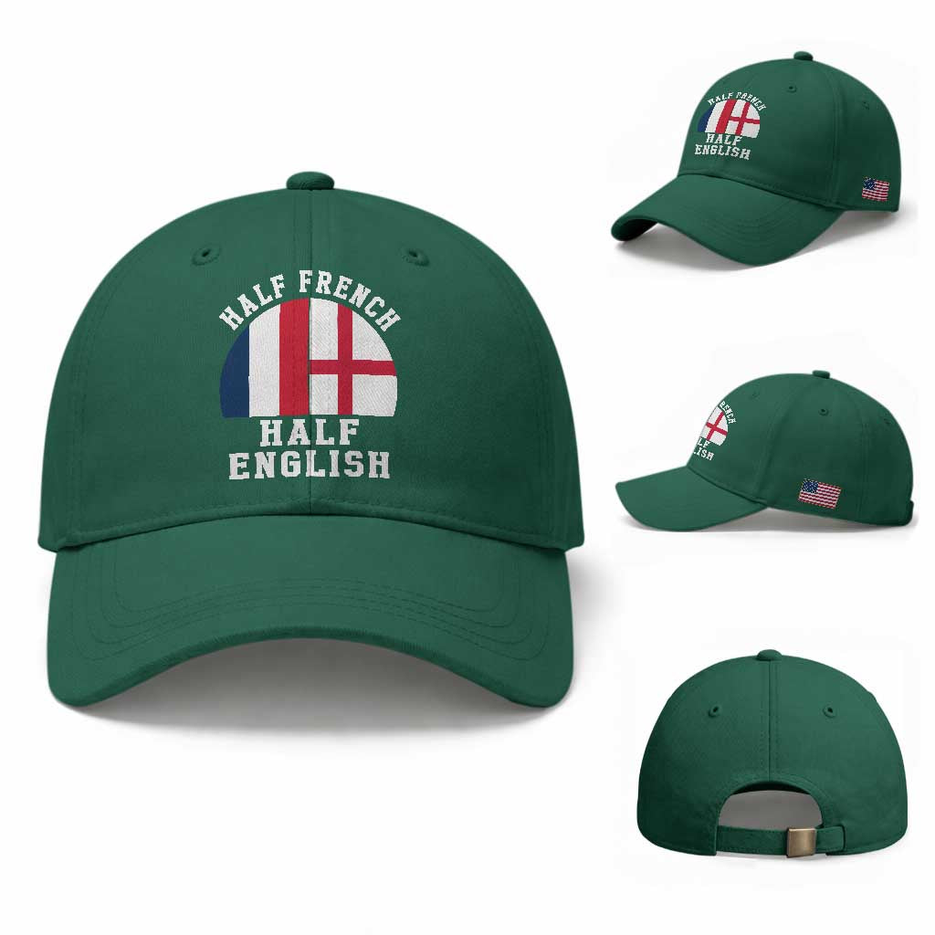 Half French Half English Split Flag Graphic Baseball Cap Patriotic Anglo England France Dual Heritage DNA Ancestry