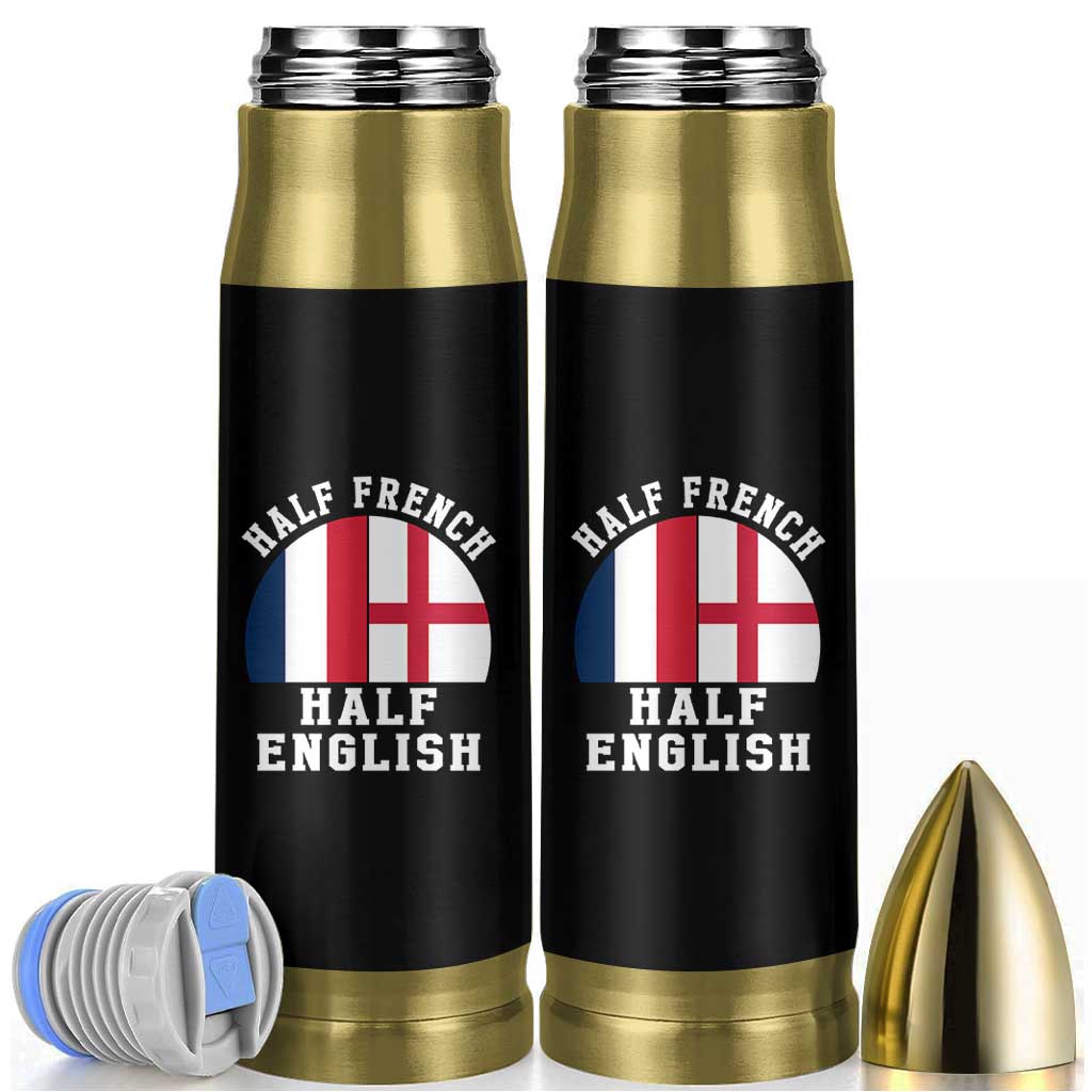 Half French Half English Split Flag Graphic Bullet Tumbler Patriotic Anglo England France Dual Heritage DNA Ancestry