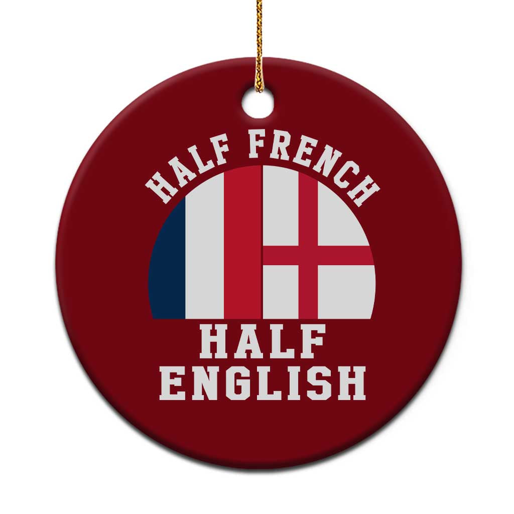 Half French Half English Split Flag Graphic Ceramic Ornament Patriotic Anglo England France Dual Heritage DNA Ancestry