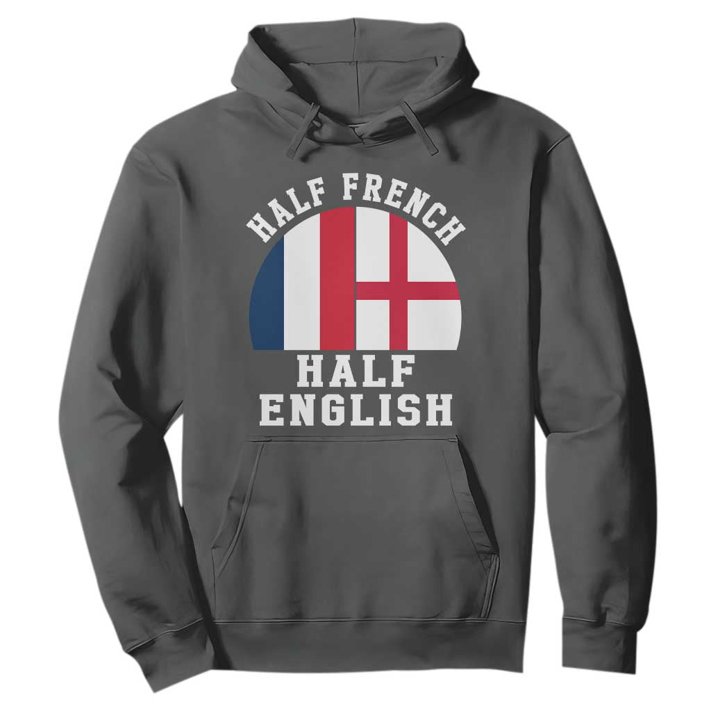 Half French Half English Split Flag Graphic Hoodie Patriotic Anglo England France Dual Heritage DNA Ancestry