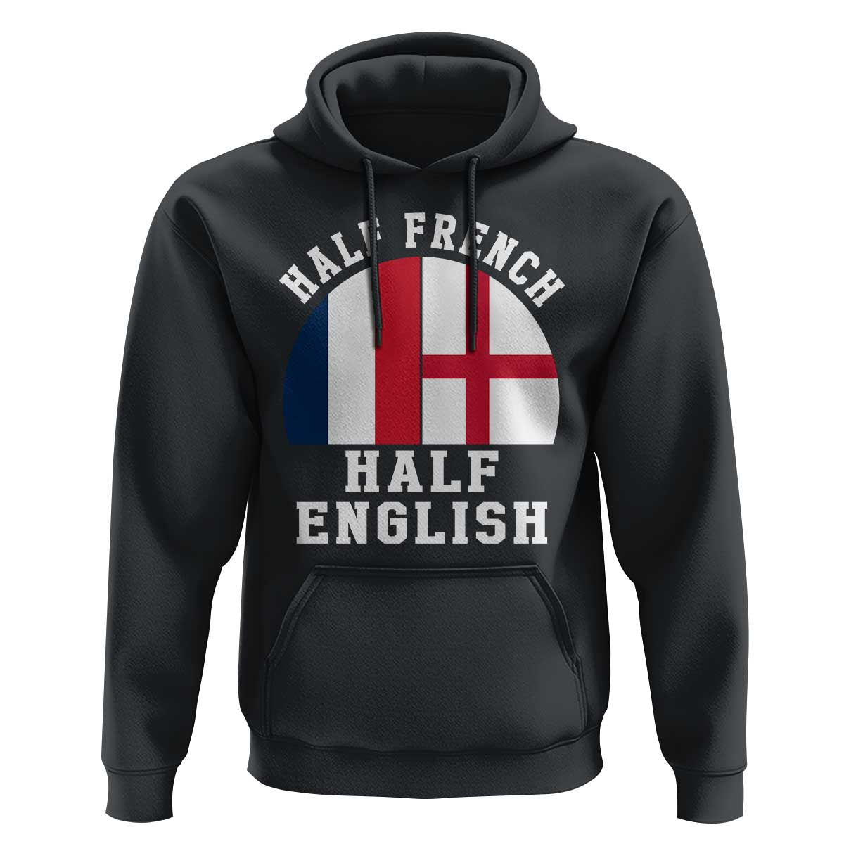 Half French Half English Split Flag Graphic Hoodie Patriotic Anglo England France Dual Heritage DNA Ancestry TS02