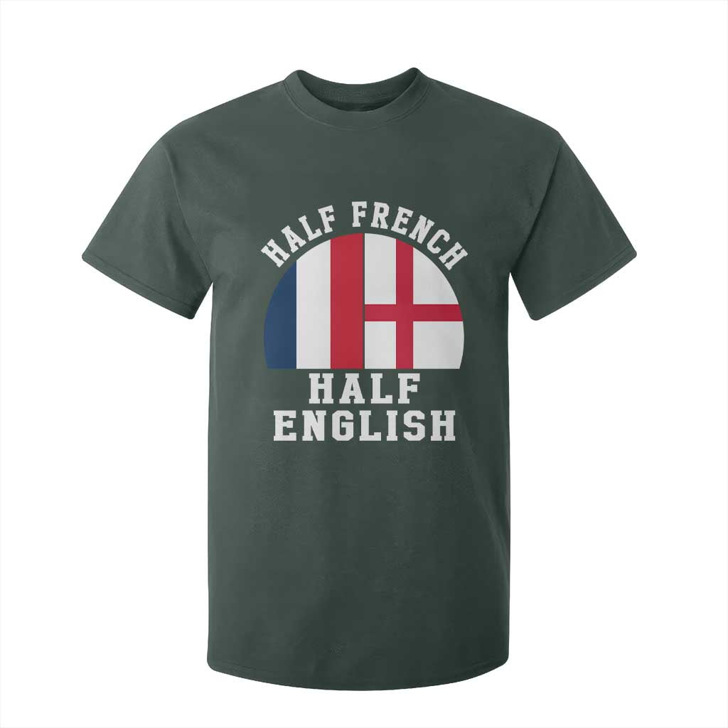 Half French Half English Split Flag Graphic T Shirt For Kid Patriotic Anglo England France Dual Heritage DNA Ancestry