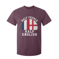 Half French Half English Split Flag Graphic T Shirt For Kid Patriotic Anglo England France Dual Heritage DNA Ancestry