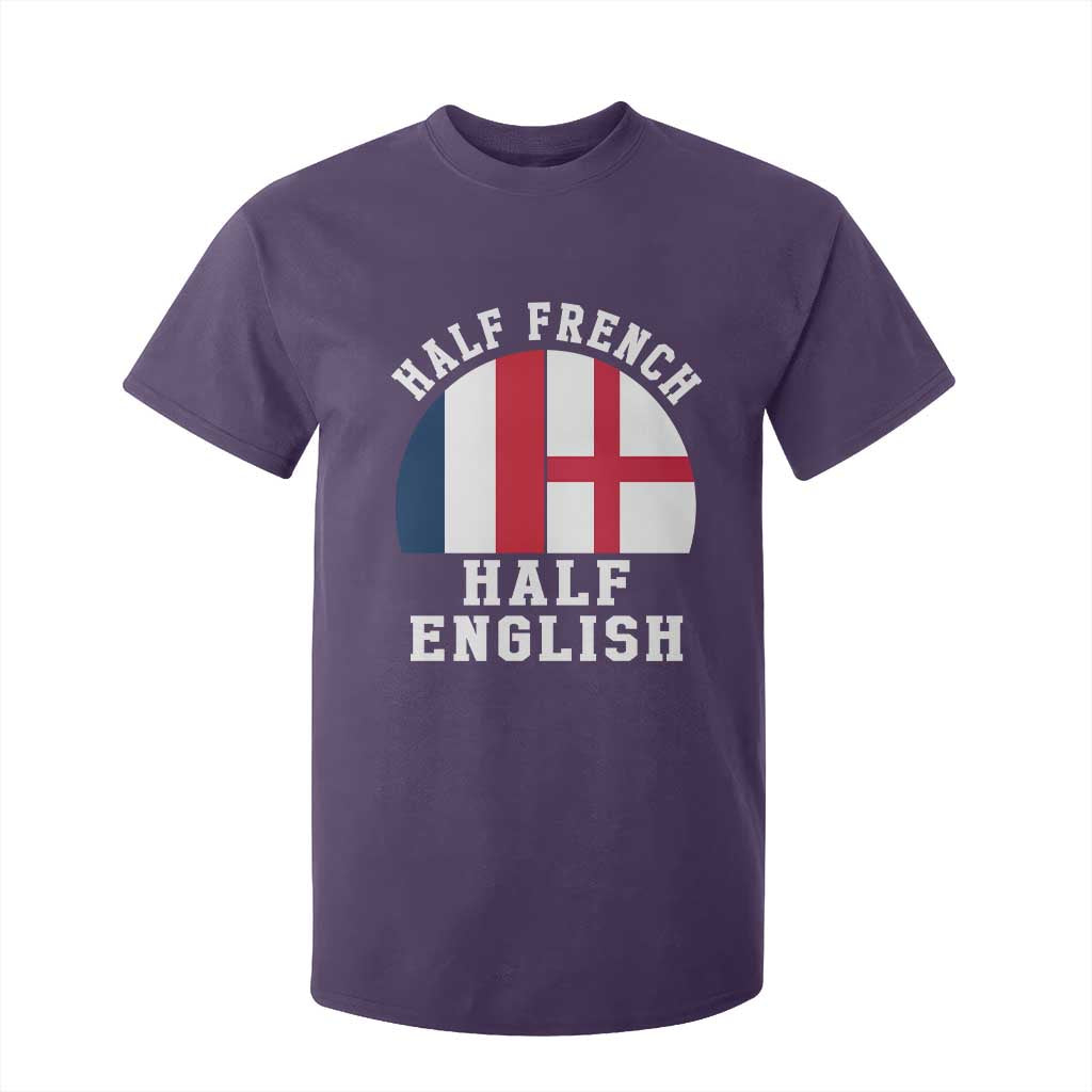 Half French Half English Split Flag Graphic T Shirt For Kid Patriotic Anglo England France Dual Heritage DNA Ancestry