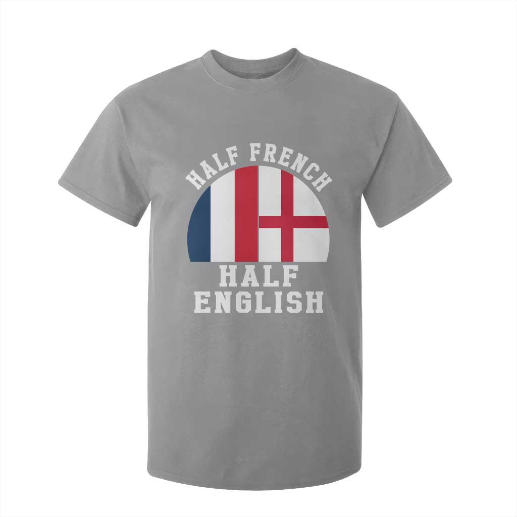 Half French Half English Split Flag Graphic T Shirt For Kid Patriotic Anglo England France Dual Heritage DNA Ancestry