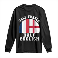 Half French Half English Split Flag Graphic Long Sleeve Shirt Patriotic Anglo England France Dual Heritage DNA Ancestry