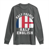 Half French Half English Split Flag Graphic Long Sleeve Shirt Patriotic Anglo England France Dual Heritage DNA Ancestry