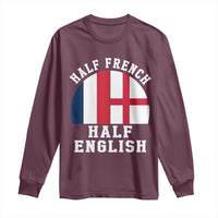 Half French Half English Split Flag Graphic Long Sleeve Shirt Patriotic Anglo England France Dual Heritage DNA Ancestry