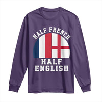 Half French Half English Split Flag Graphic Long Sleeve Shirt Patriotic Anglo England France Dual Heritage DNA Ancestry