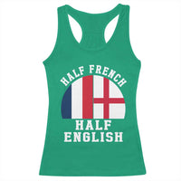 Half French Half English Split Flag Graphic Racerback Tank Top Patriotic Anglo England France Dual Heritage DNA Ancestry