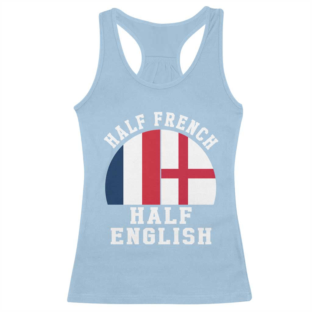 Half French Half English Split Flag Graphic Racerback Tank Top Patriotic Anglo England France Dual Heritage DNA Ancestry