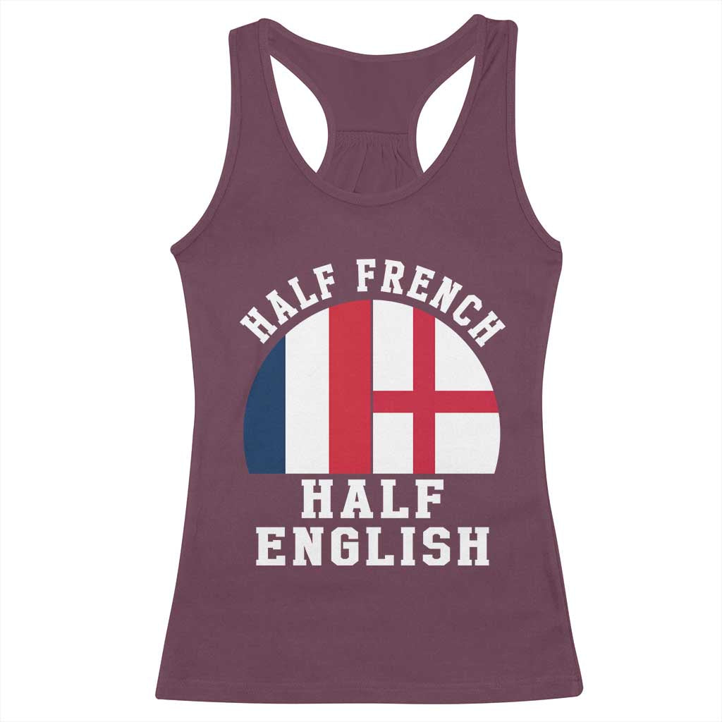 Half French Half English Split Flag Graphic Racerback Tank Top Patriotic Anglo England France Dual Heritage DNA Ancestry