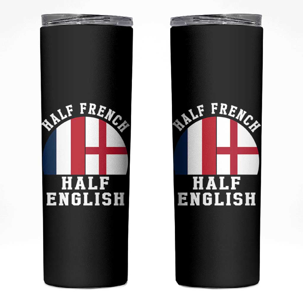 Half French Half English Split Flag Graphic Skinny Tumbler Patriotic Anglo England France Dual Heritage DNA Ancestry