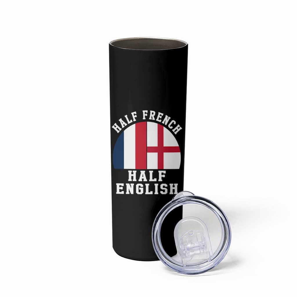 Half French Half English Split Flag Graphic Skinny Tumbler Patriotic Anglo England France Dual Heritage DNA Ancestry