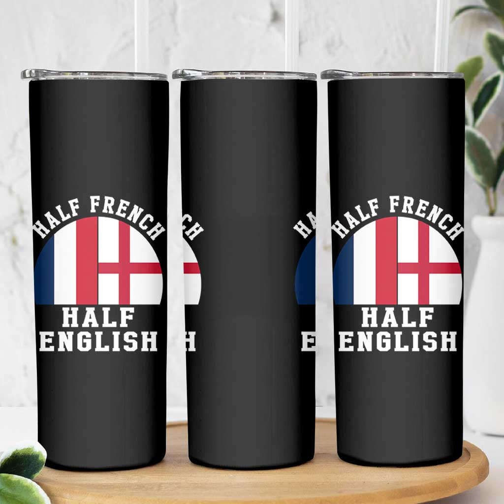 Half French Half English Split Flag Graphic Skinny Tumbler Patriotic Anglo England France Dual Heritage DNA Ancestry