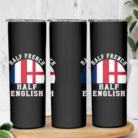 Half French Half English Split Flag Graphic Skinny Tumbler Patriotic Anglo England France Dual Heritage DNA Ancestry