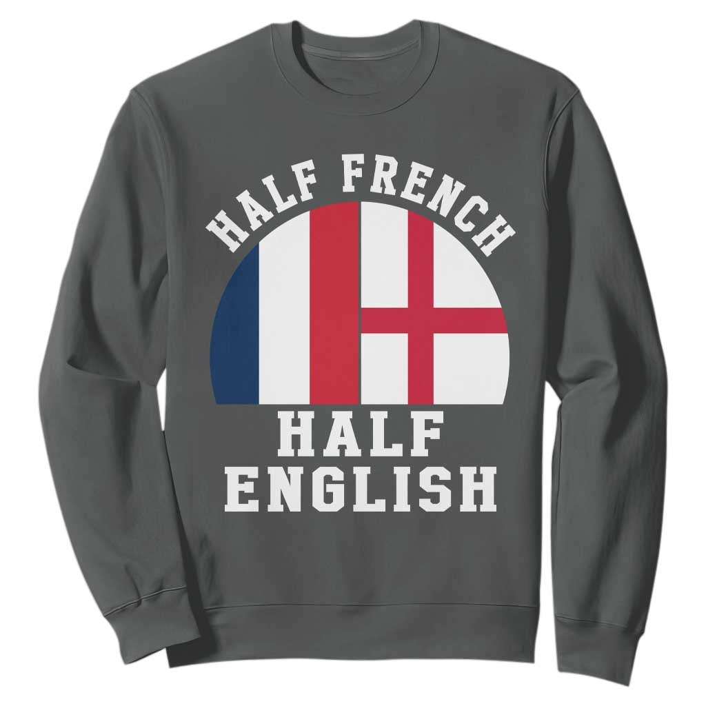 Half French Half English Split Flag Graphic Sweatshirt Patriotic Anglo England France Dual Heritage DNA Ancestry