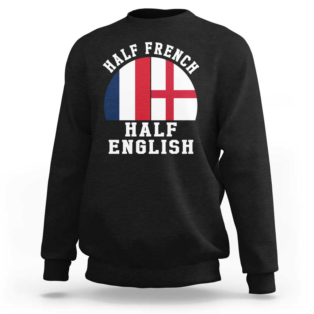 Half French Half English Split Flag Graphic Sweatshirt Patriotic Anglo England France Dual Heritage DNA Ancestry TS02