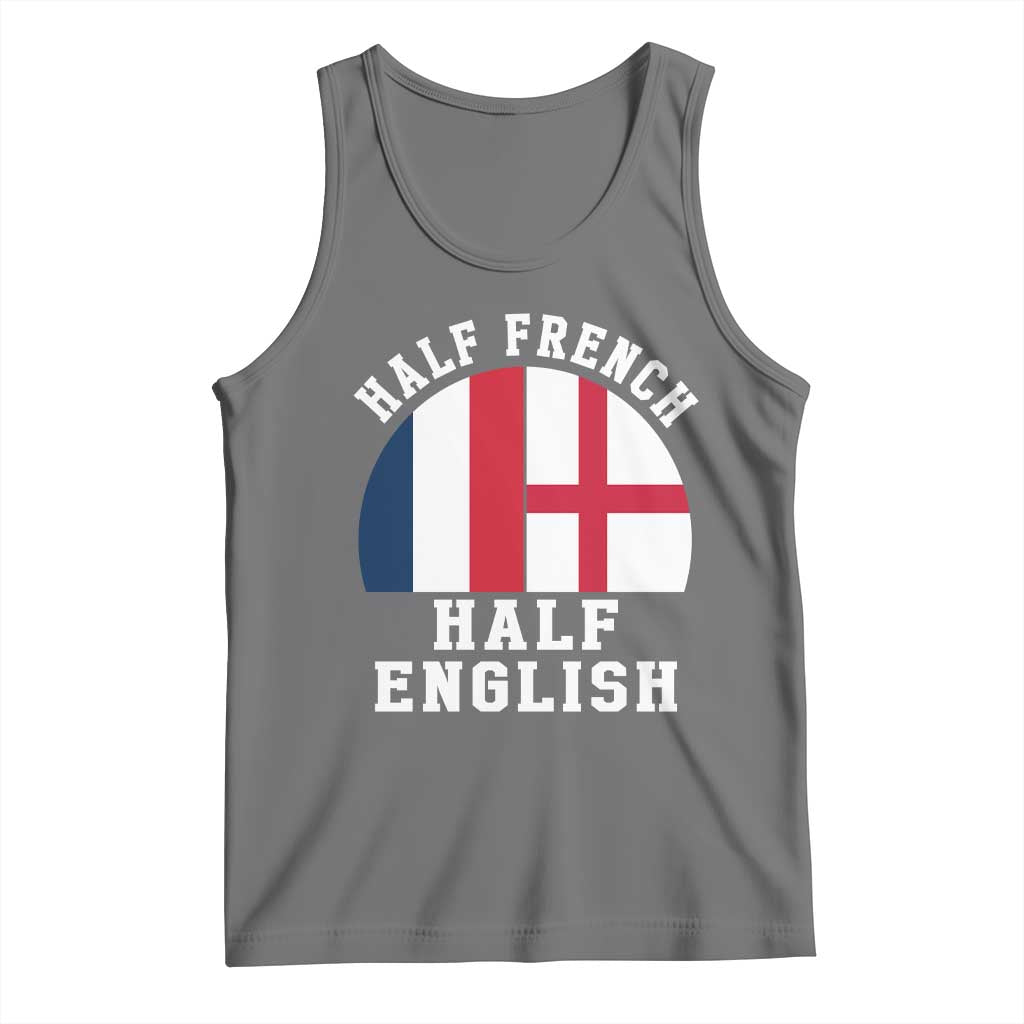 Half French Half English Split Flag Graphic Tank Top Patriotic Anglo England France Dual Heritage DNA Ancestry