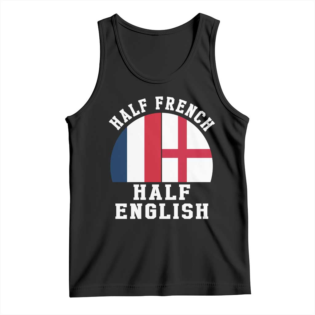 Half French Half English Split Flag Graphic Tank Top Patriotic Anglo England France Dual Heritage DNA Ancestry