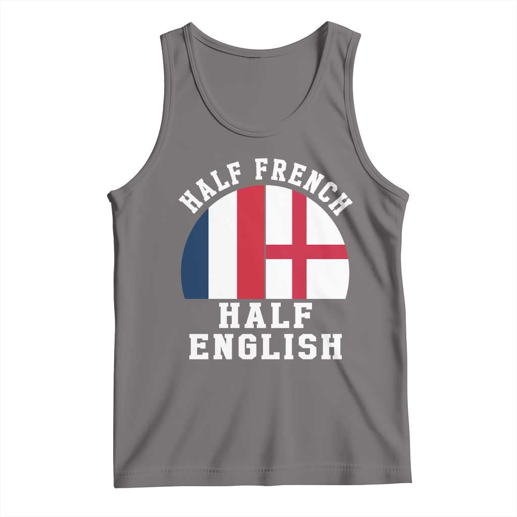 Half French Half English Split Flag Graphic Tank Top Patriotic Anglo England France Dual Heritage DNA Ancestry
