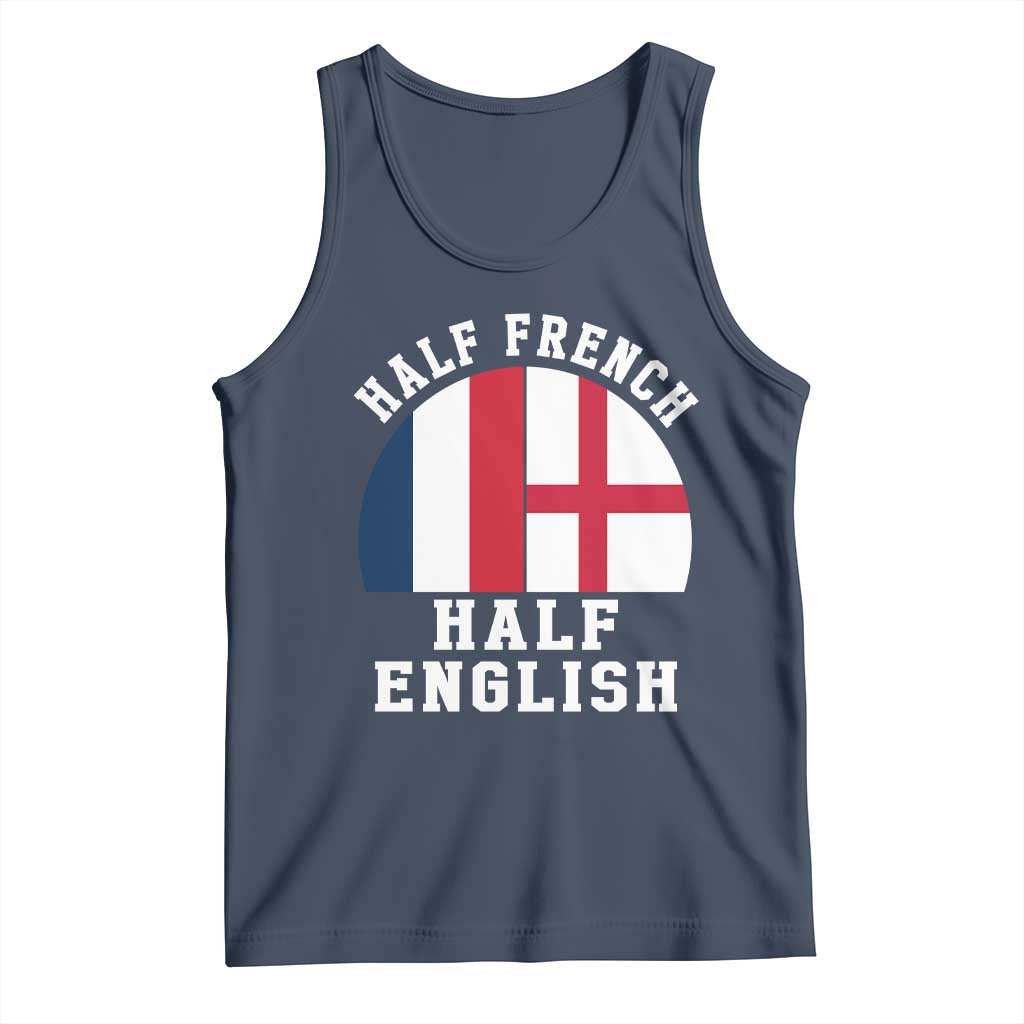Half French Half English Split Flag Graphic Tank Top Patriotic Anglo England France Dual Heritage DNA Ancestry