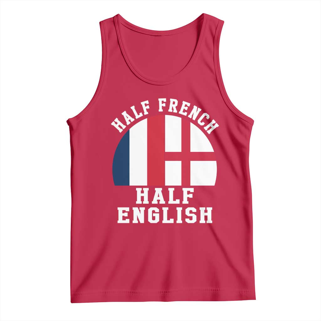 Half French Half English Split Flag Graphic Tank Top Patriotic Anglo England France Dual Heritage DNA Ancestry
