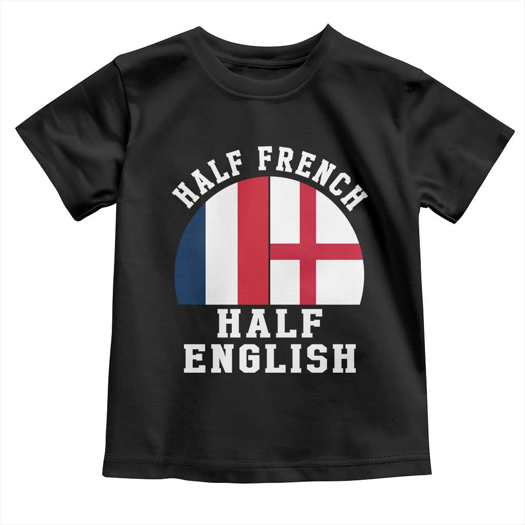 Half French Half English Split Flag Graphic Toddler T Shirt Patriotic Anglo England France Dual Heritage DNA Ancestry