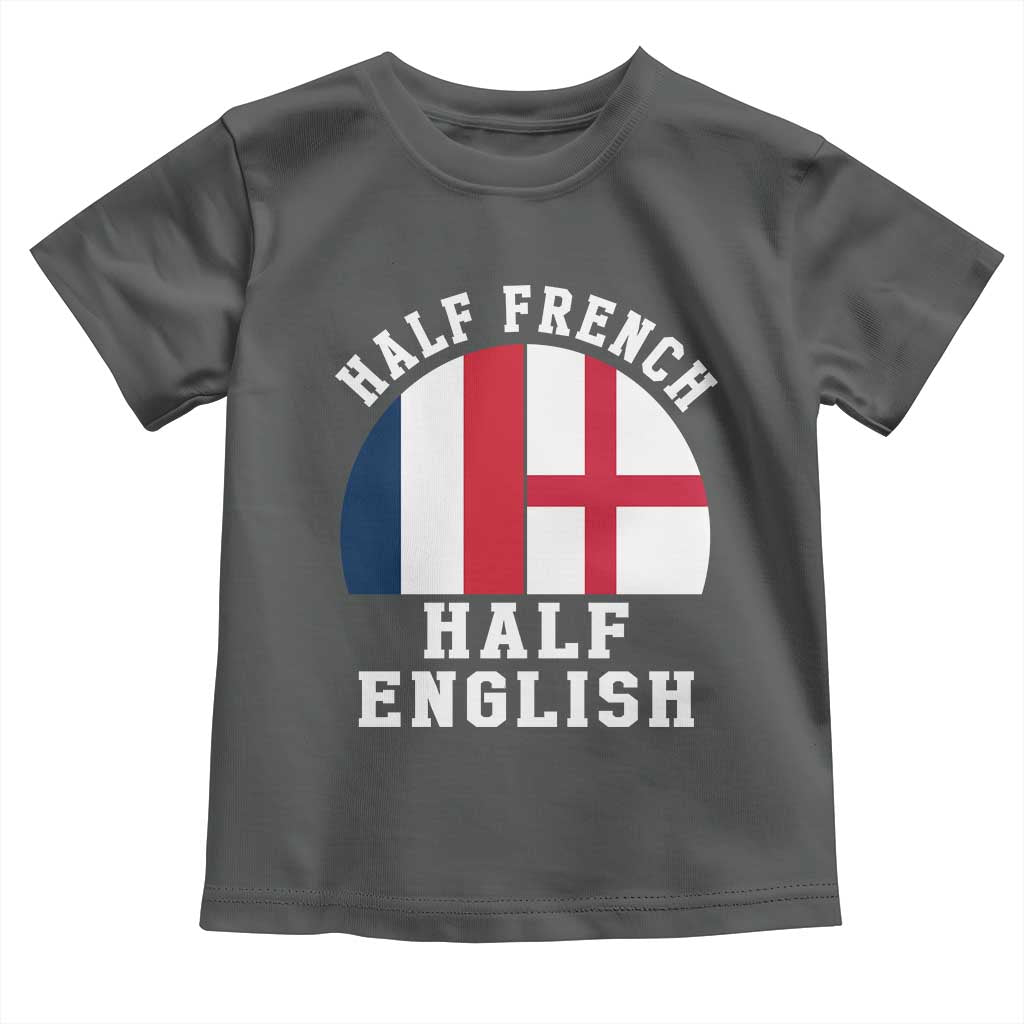 Half French Half English Split Flag Graphic Toddler T Shirt Patriotic Anglo England France Dual Heritage DNA Ancestry