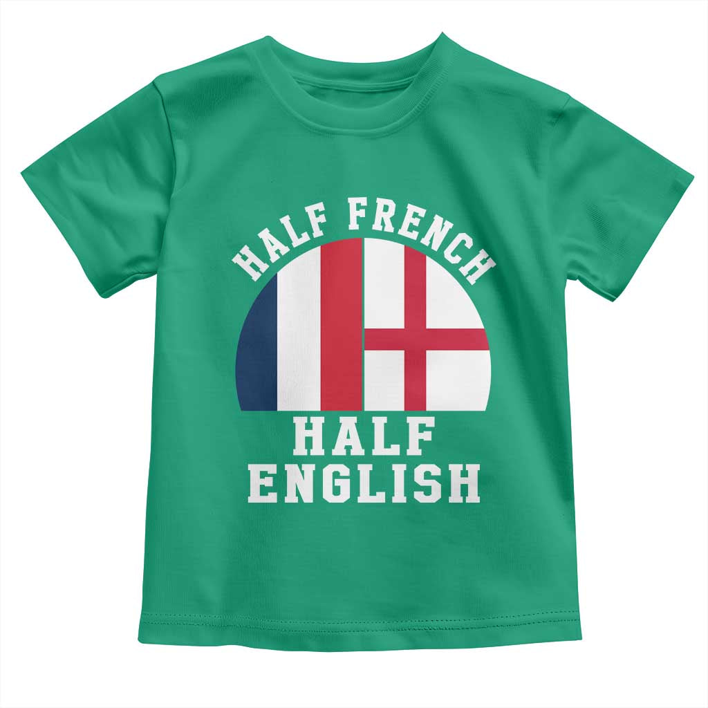 Half French Half English Split Flag Graphic Toddler T Shirt Patriotic Anglo England France Dual Heritage DNA Ancestry