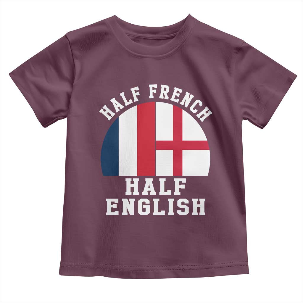 Half French Half English Split Flag Graphic Toddler T Shirt Patriotic Anglo England France Dual Heritage DNA Ancestry