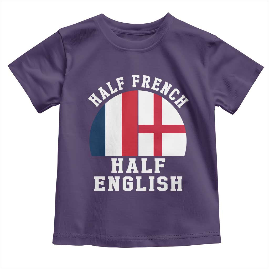 Half French Half English Split Flag Graphic Toddler T Shirt Patriotic Anglo England France Dual Heritage DNA Ancestry