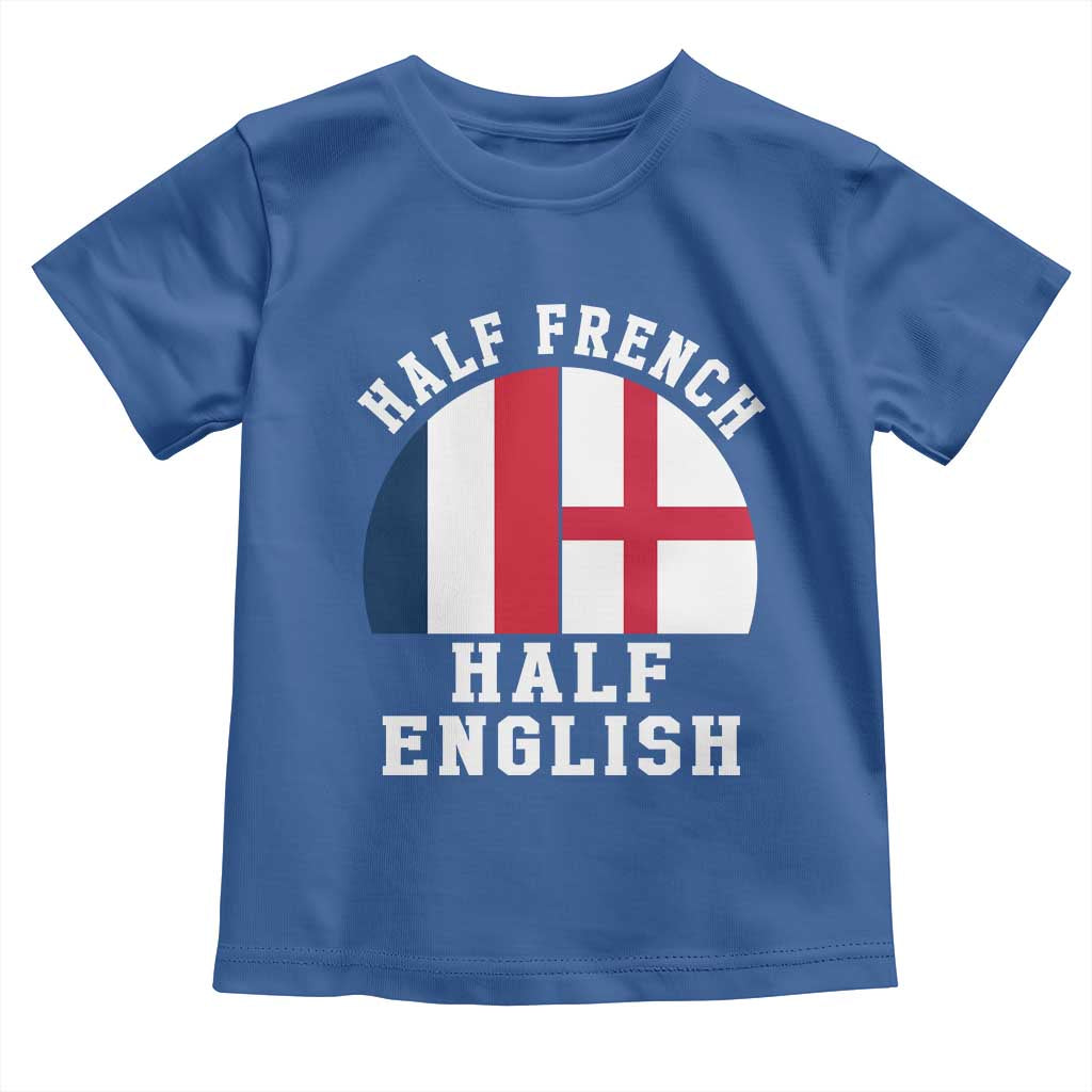 Half French Half English Split Flag Graphic Toddler T Shirt Patriotic Anglo England France Dual Heritage DNA Ancestry