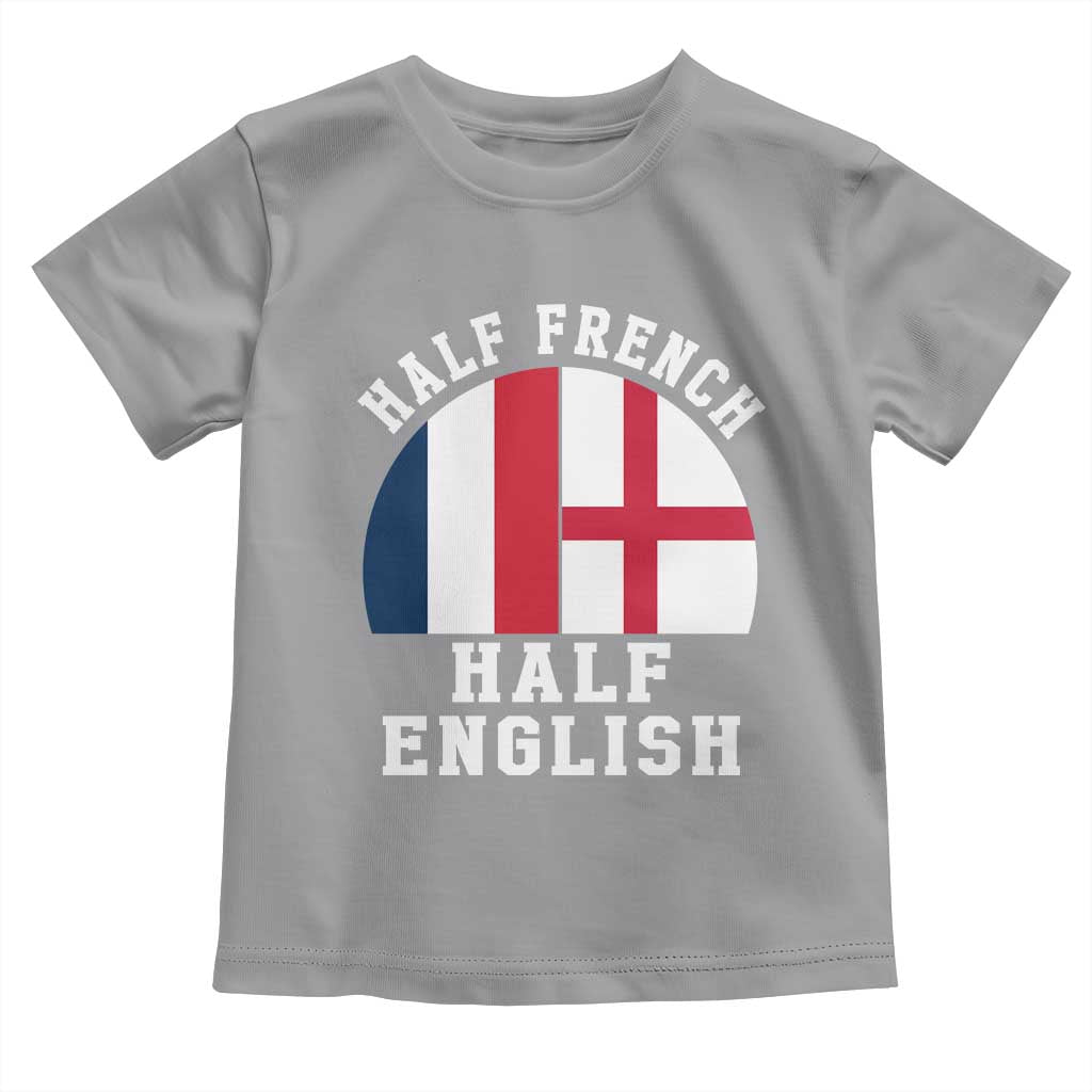 Half French Half English Split Flag Graphic Toddler T Shirt Patriotic Anglo England France Dual Heritage DNA Ancestry