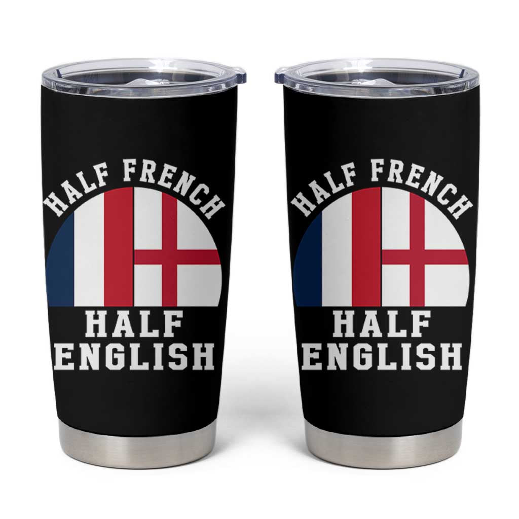 Half French Half English Split Flag Graphic Tumbler Cup Patriotic Anglo England France Dual Heritage DNA Ancestry