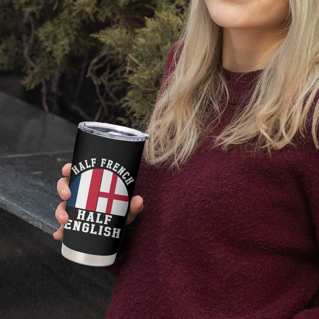 Half French Half English Split Flag Graphic Tumbler Cup Patriotic Anglo England France Dual Heritage DNA Ancestry