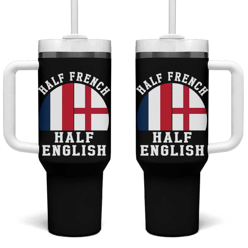 Half French Half English Split Flag Graphic Tumbler With Handle Patriotic Anglo England France Dual Heritage DNA Ancestry