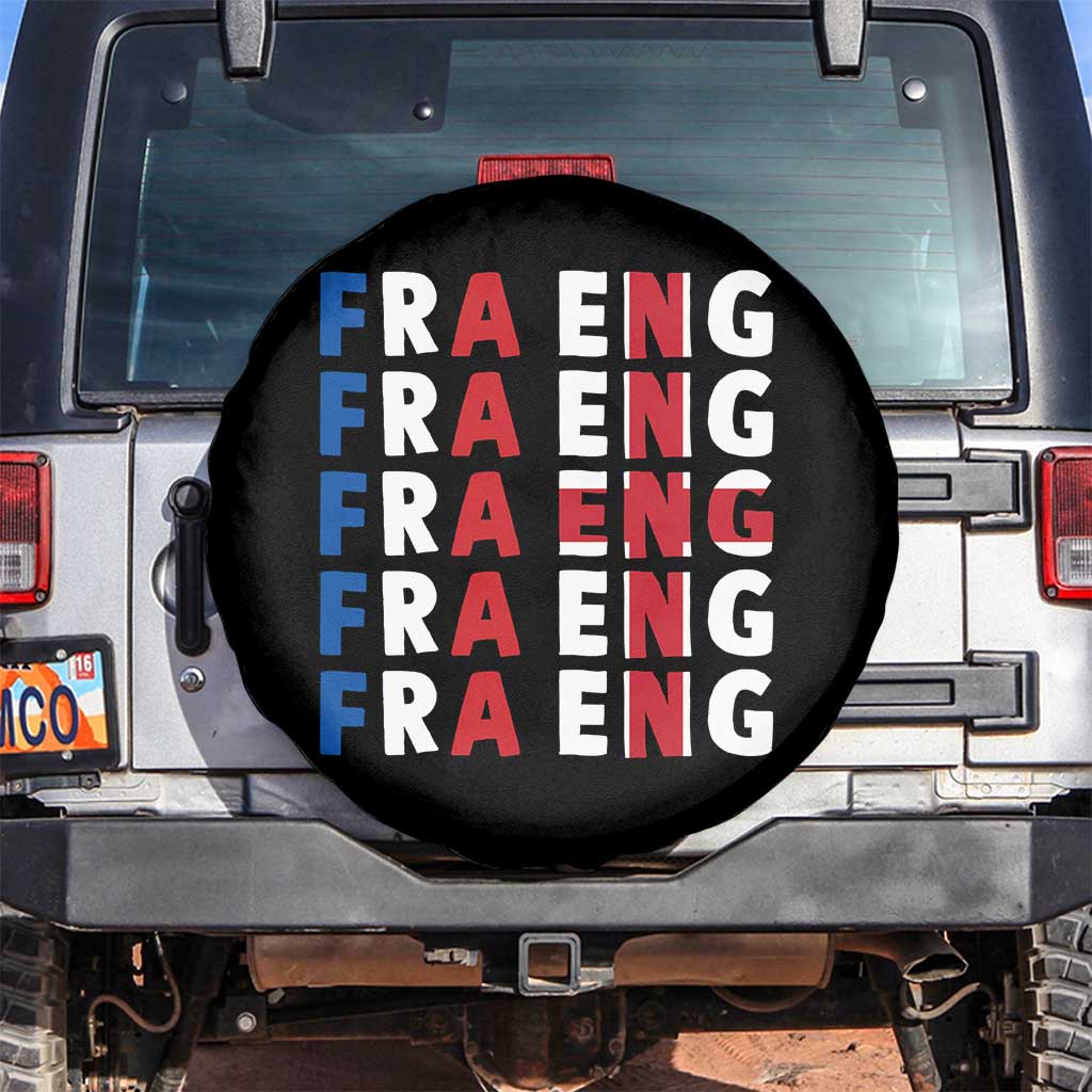FRA ENG France England Flag Graphic Spare Tire Cover French English Typographic Dual Heritage Pride Match Day