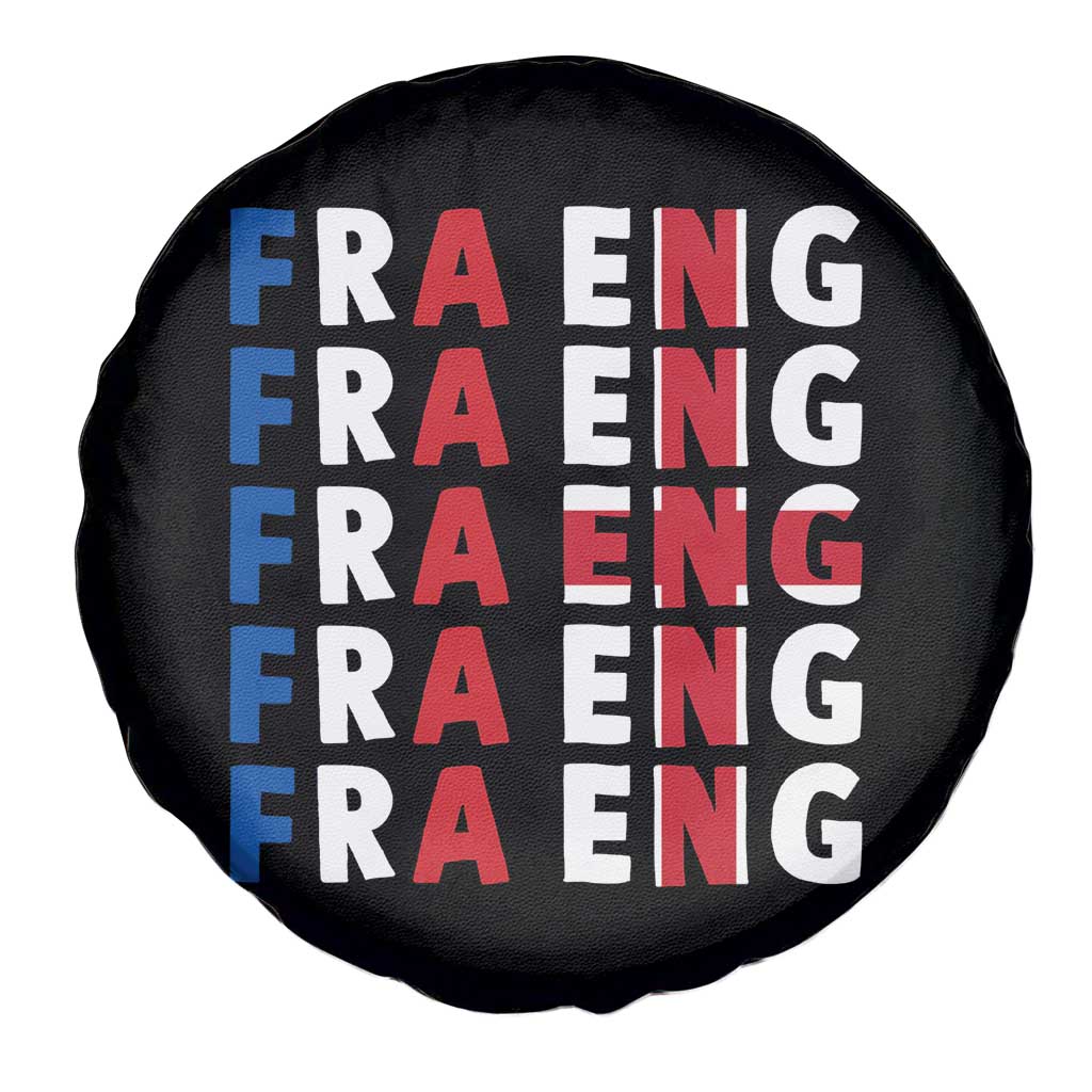 FRA ENG France England Flag Graphic Spare Tire Cover French English Typographic Dual Heritage Pride Match Day