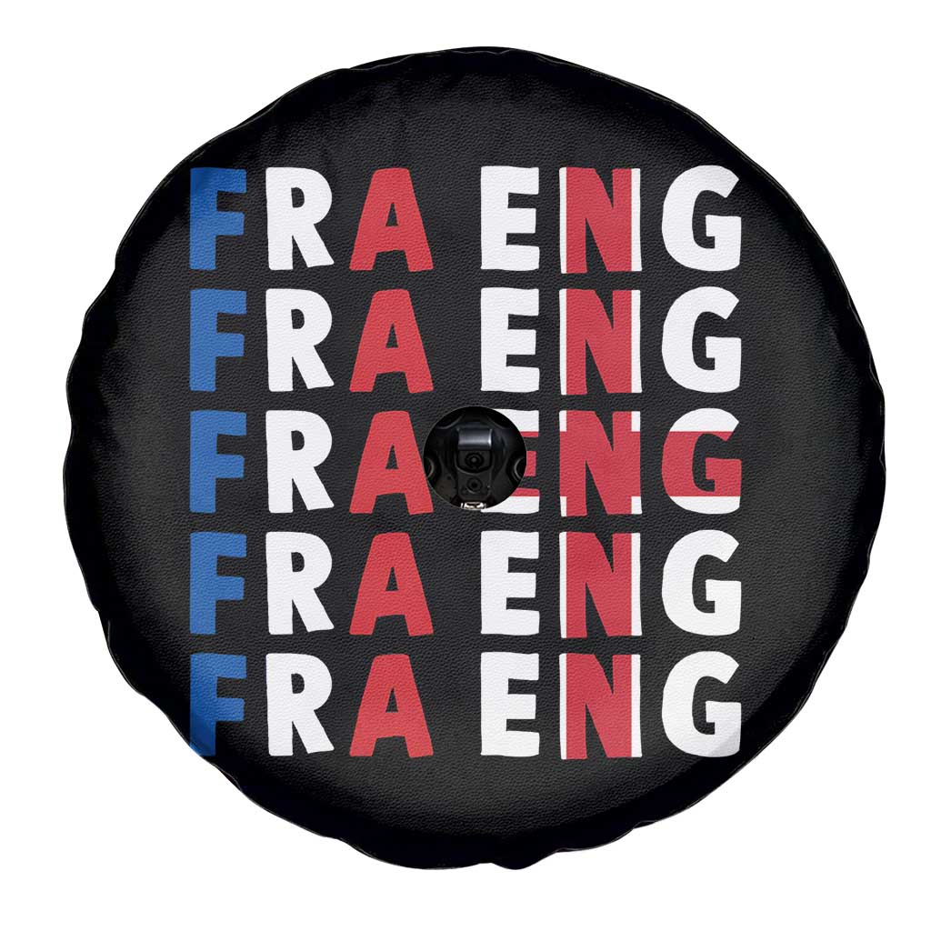 FRA ENG France England Flag Graphic Spare Tire Cover French English Typographic Dual Heritage Pride Match Day