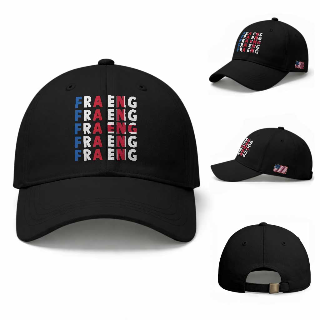 FRA ENG France England Flag Graphic Baseball Cap French English Typographic Dual Heritage Pride Match Day