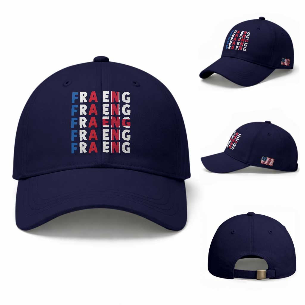 FRA ENG France England Flag Graphic Baseball Cap French English Typographic Dual Heritage Pride Match Day
