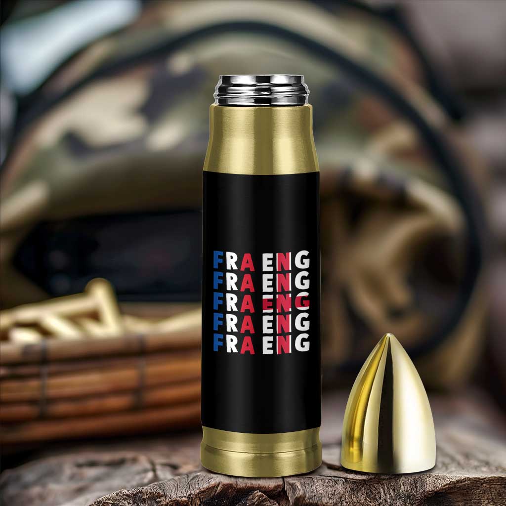 FRA ENG France England Flag Graphic Bullet Tumbler French English Typographic Dual Heritage Pride Match Day