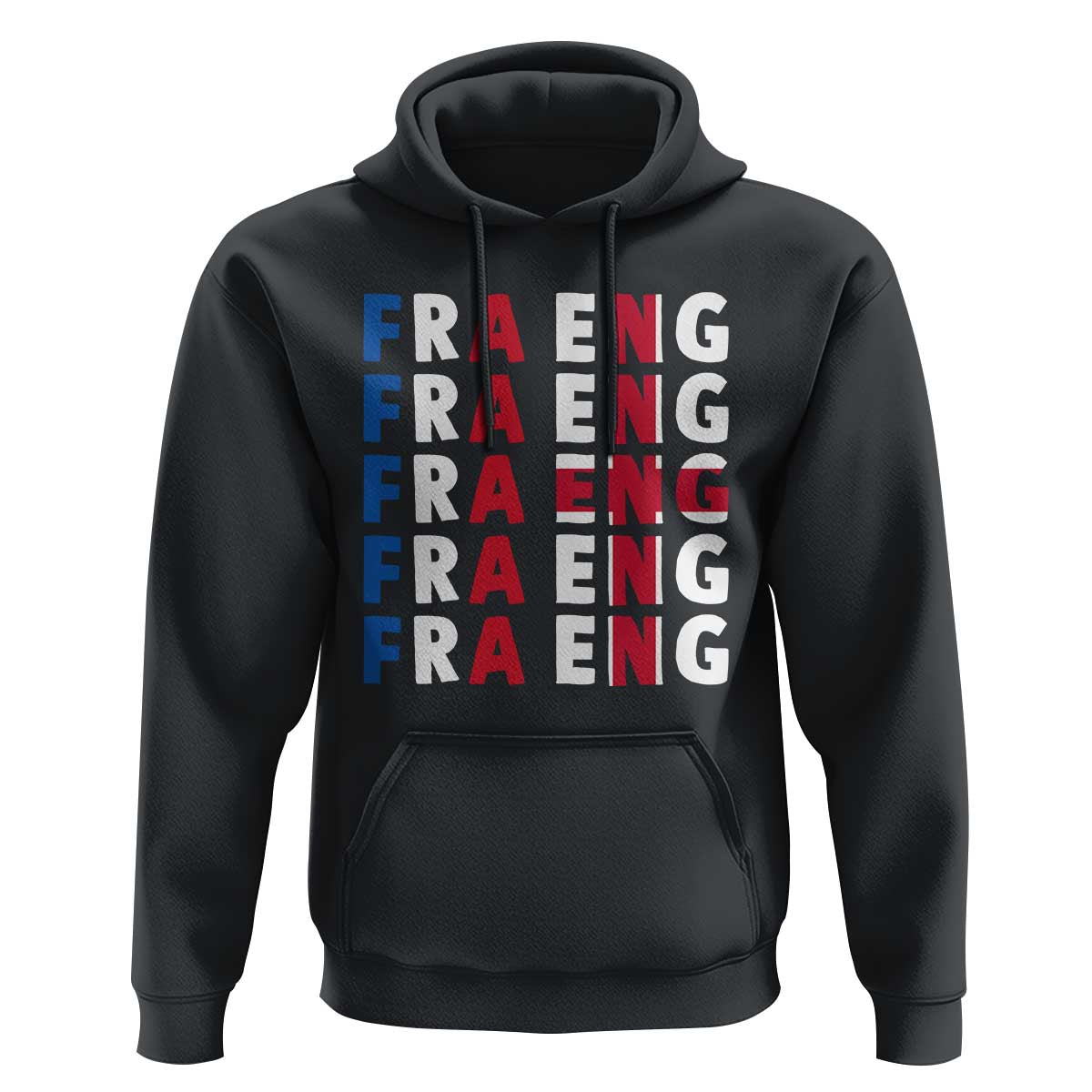 FRA ENG France England Flag Graphic Hoodie French English Typographic Dual Heritage Pride Match Day