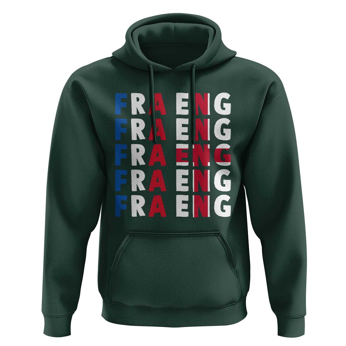 FRA ENG France England Flag Graphic Hoodie French English Typographic Dual Heritage Pride Match Day