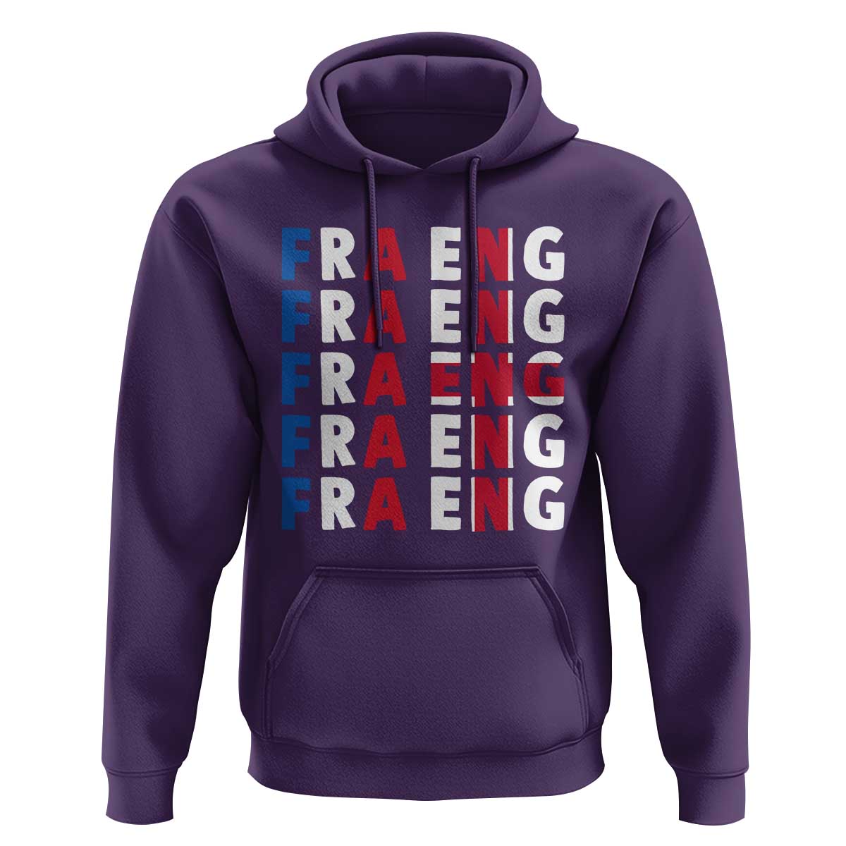 FRA ENG France England Flag Graphic Hoodie French English Typographic Dual Heritage Pride Match Day